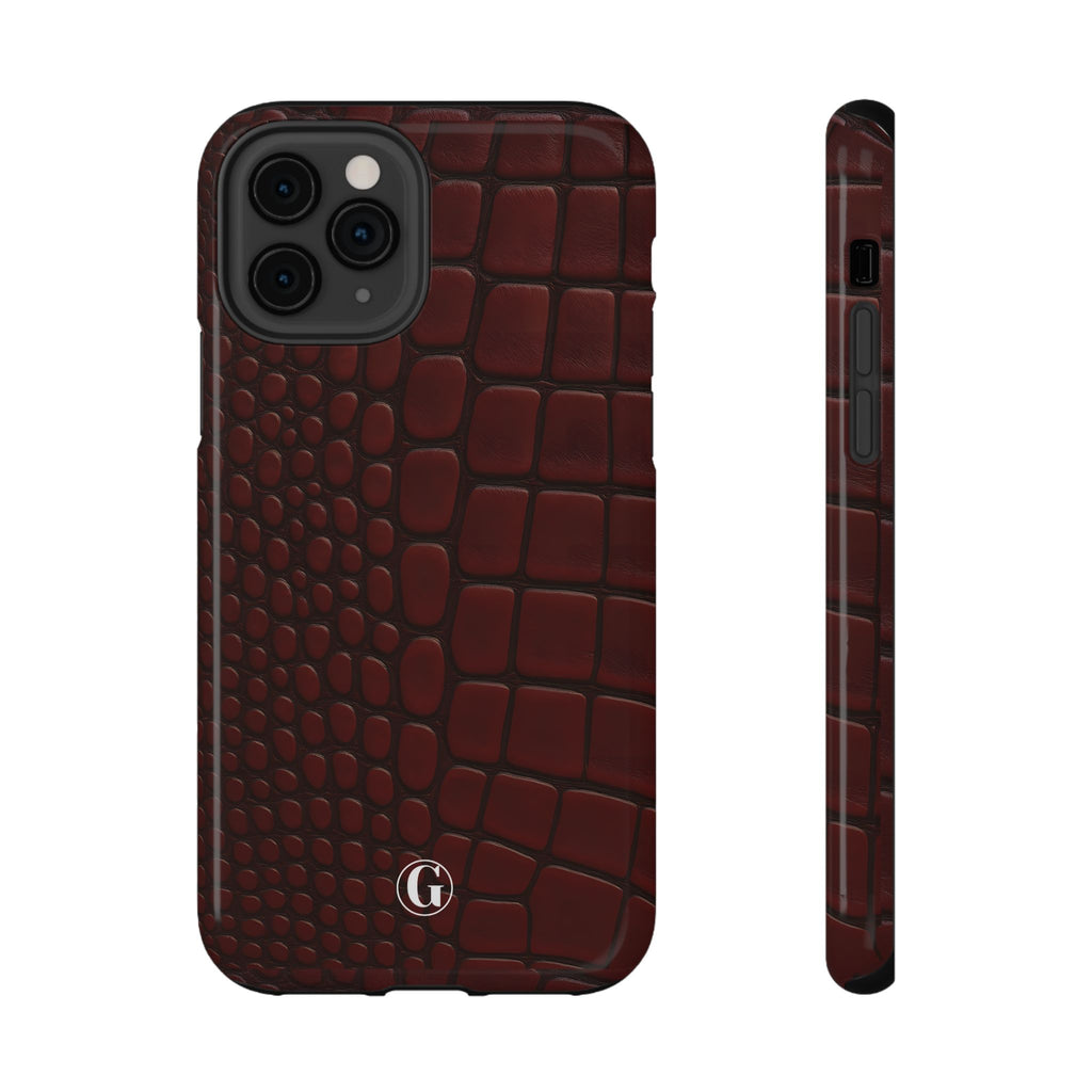 Burgundy Crocodile Print Phone Case