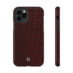 Burgundy Crocodile Print Phone Case