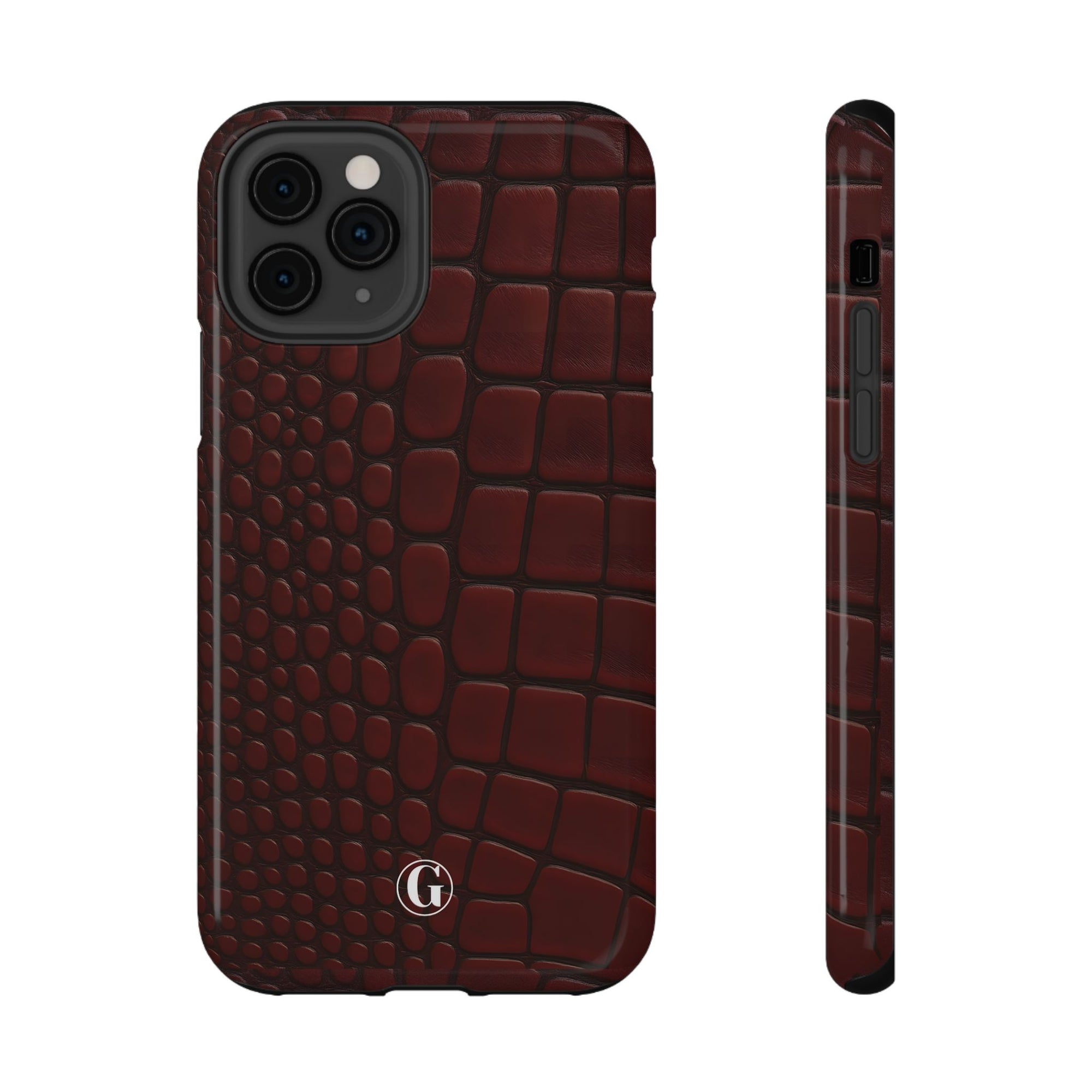 Burgundy Crocodile Print Phone Case