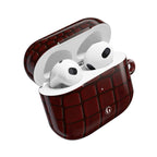 Burgundy Crocodile Print AirPod Case