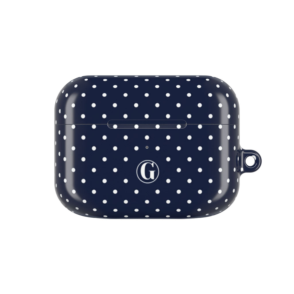 Navy Blue Polka Dot AirPod Case