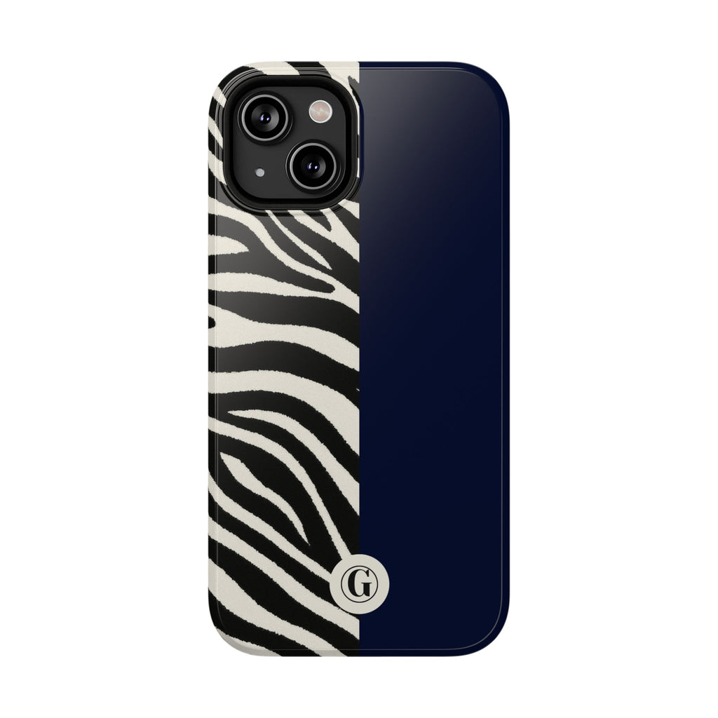 Zebra Print x Navy Blue Phone Case