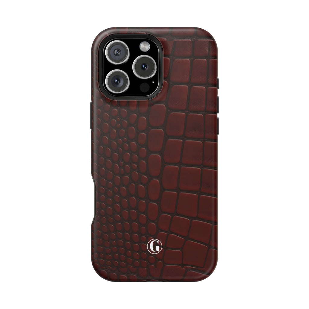 Burgundy Crocodile Print Phone Case