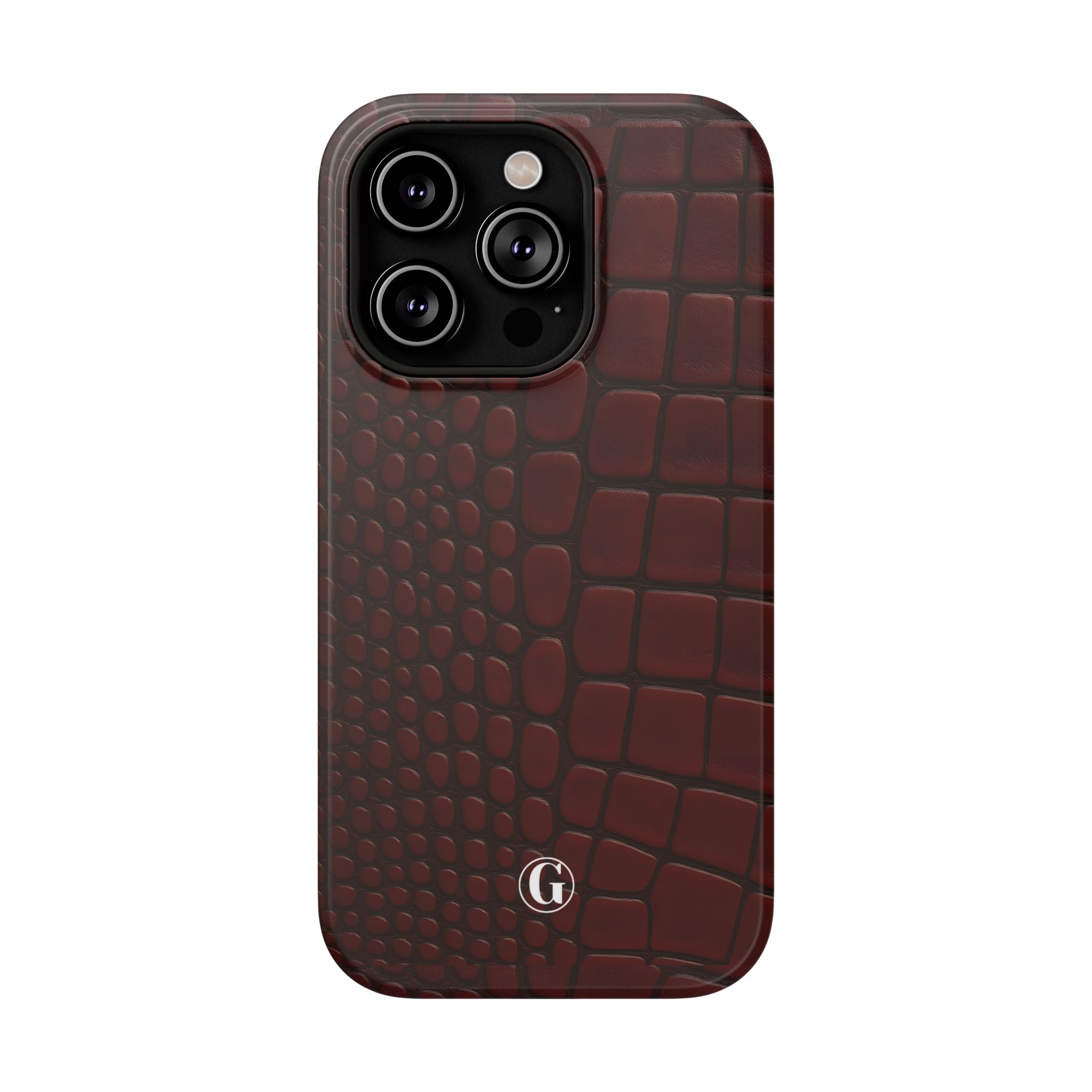 Burgundy Crocodile Print Phone Case