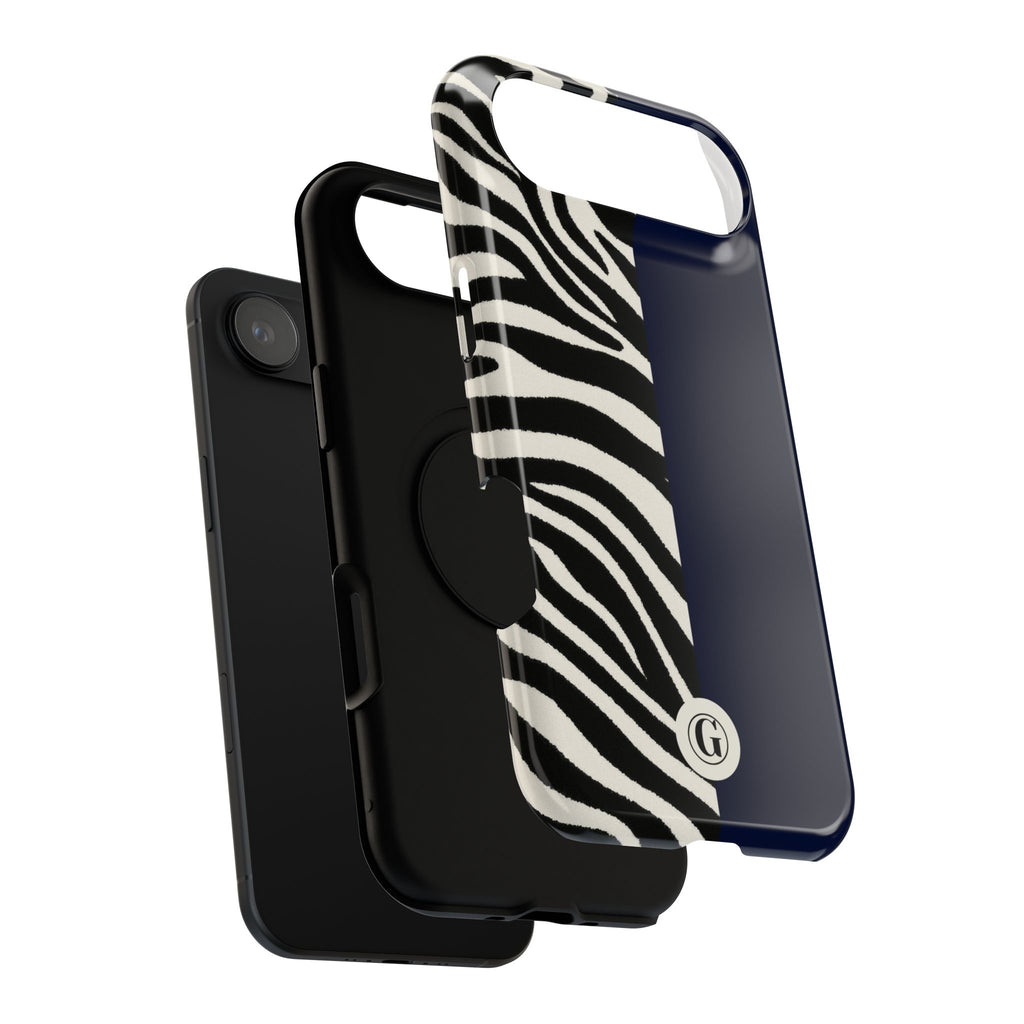 Zebra Print x Navy Blue Phone Case