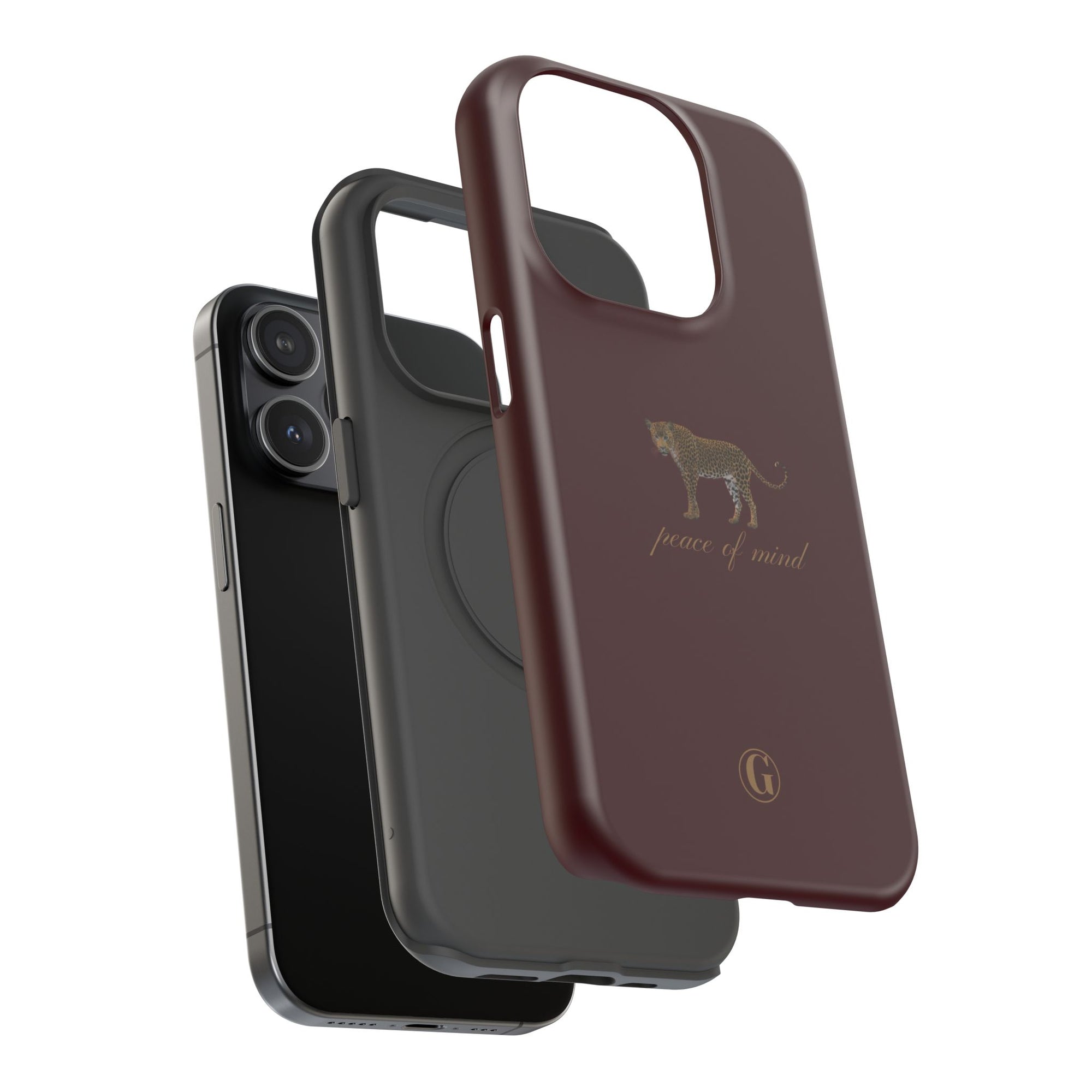 Burgundy 'Peace of Mind' Panther Phone Case