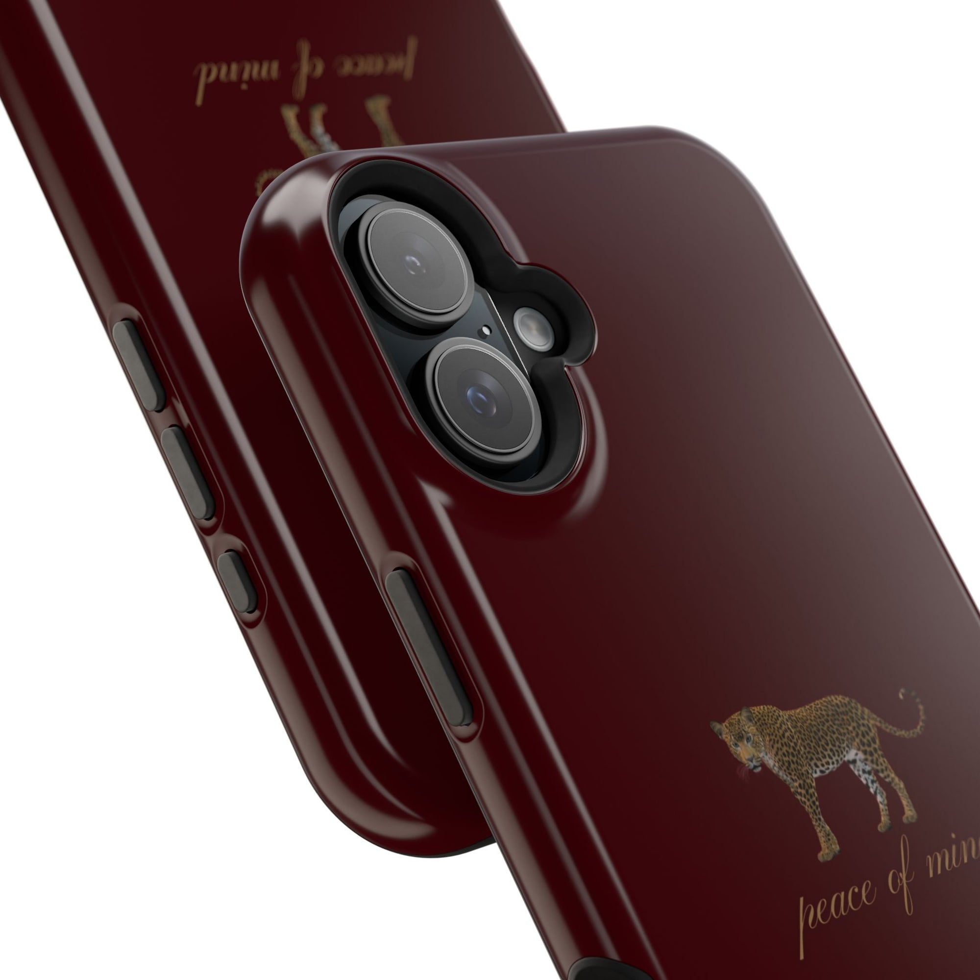 Burgundy 'Peace of Mind' Panther Phone Case