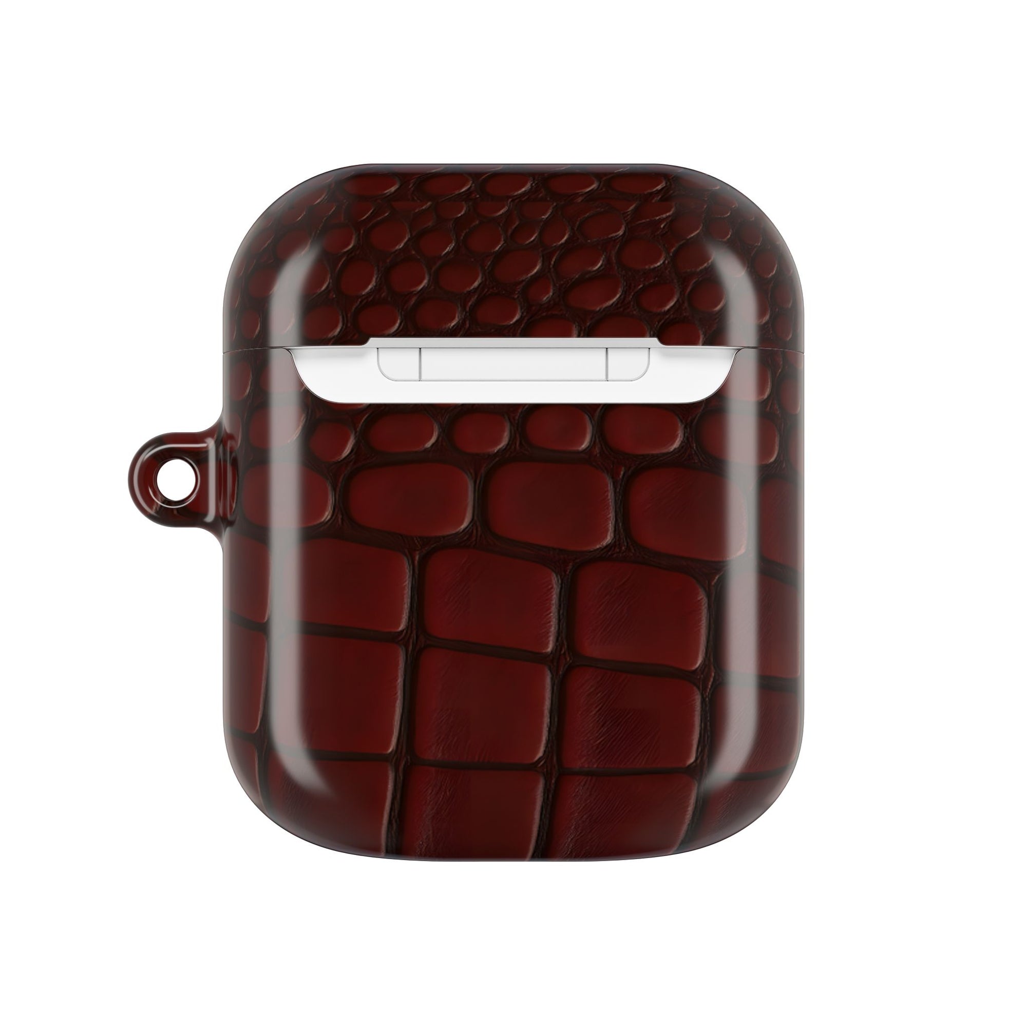 Burgundy Crocodile Print AirPod Case