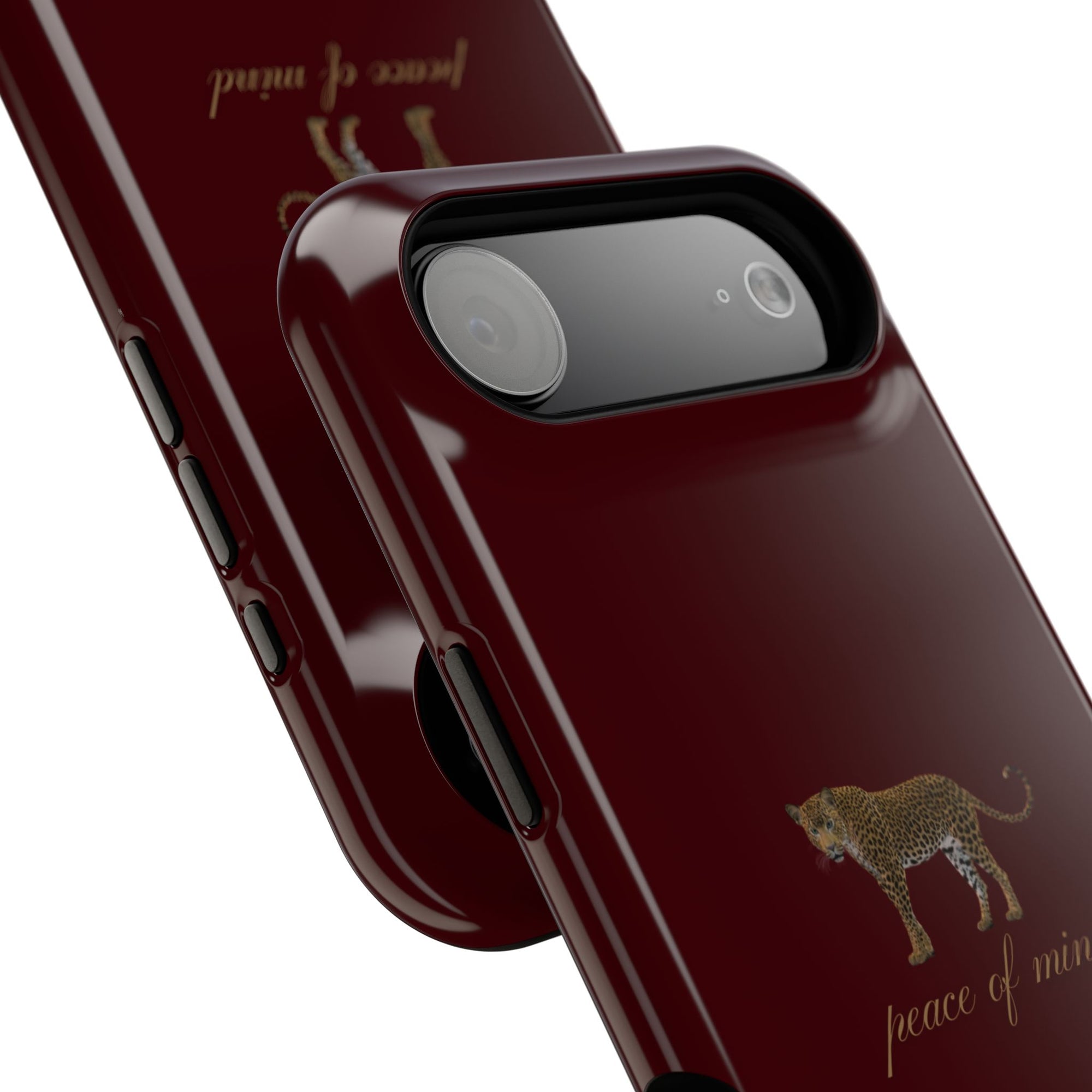 Burgundy 'Peace of Mind' Panther Phone Case