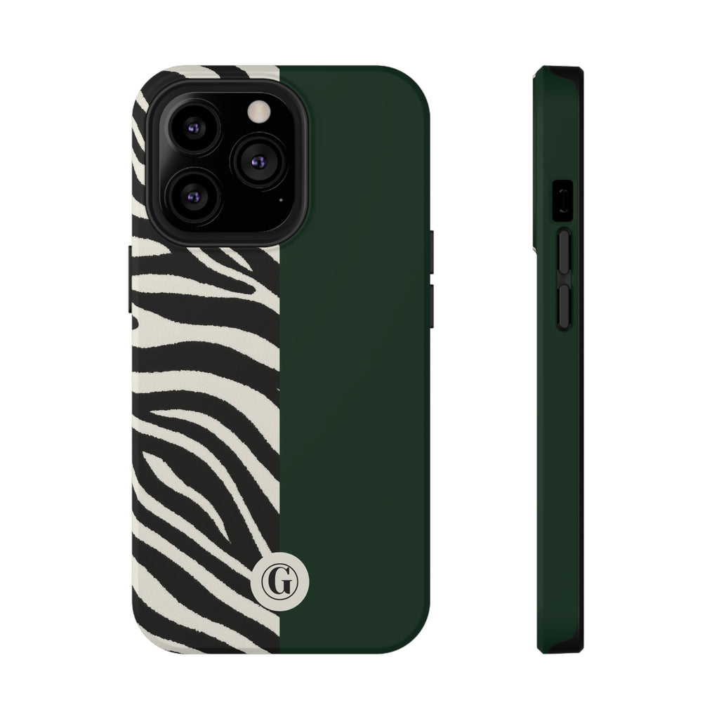Zebra Print x Emerald Green Phone Case