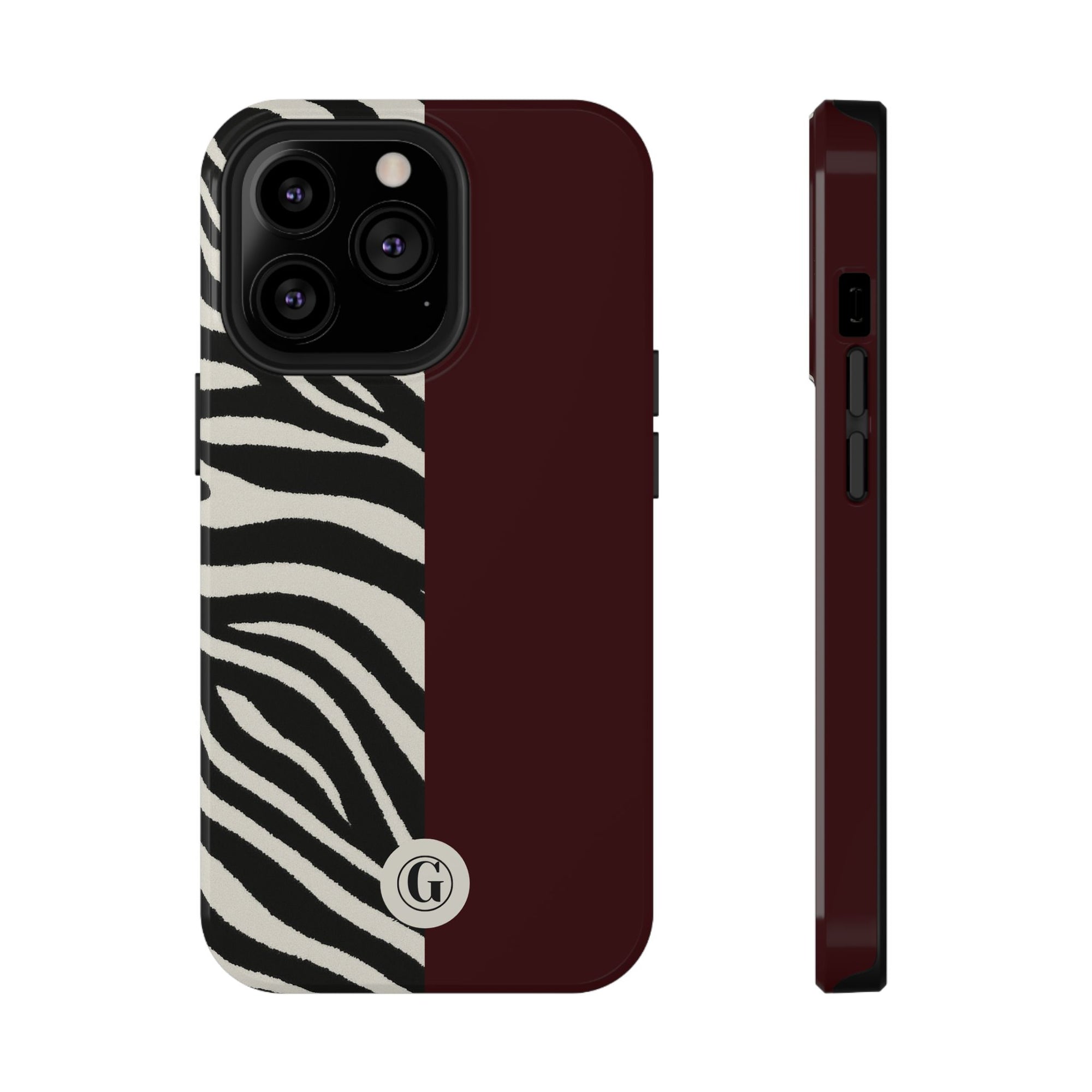 Zebra Print x Burgundy Phone Case