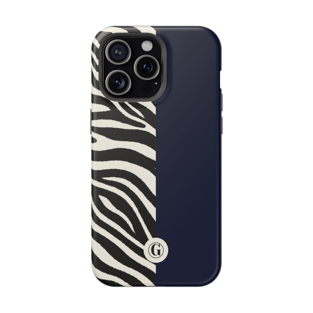 Zebra Print x Navy Blue Phone Case