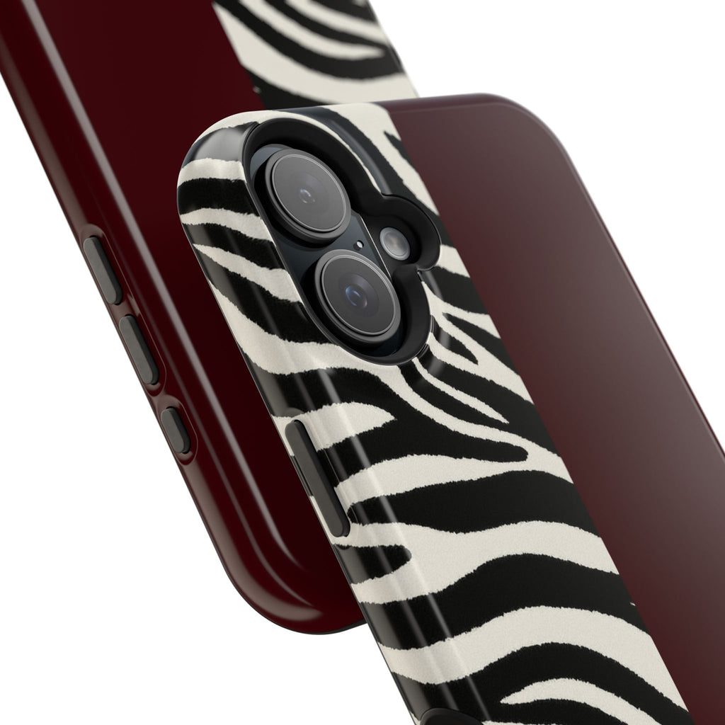 Zebra Print x Burgundy Phone Case
