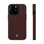 Burgundy Crocodile Print Phone Case