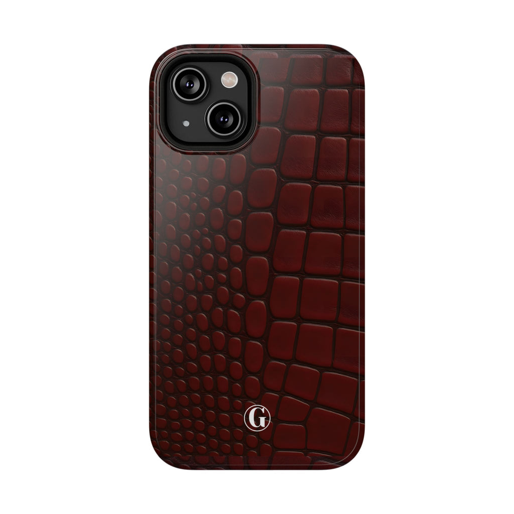 Burgundy Crocodile Print Phone Case