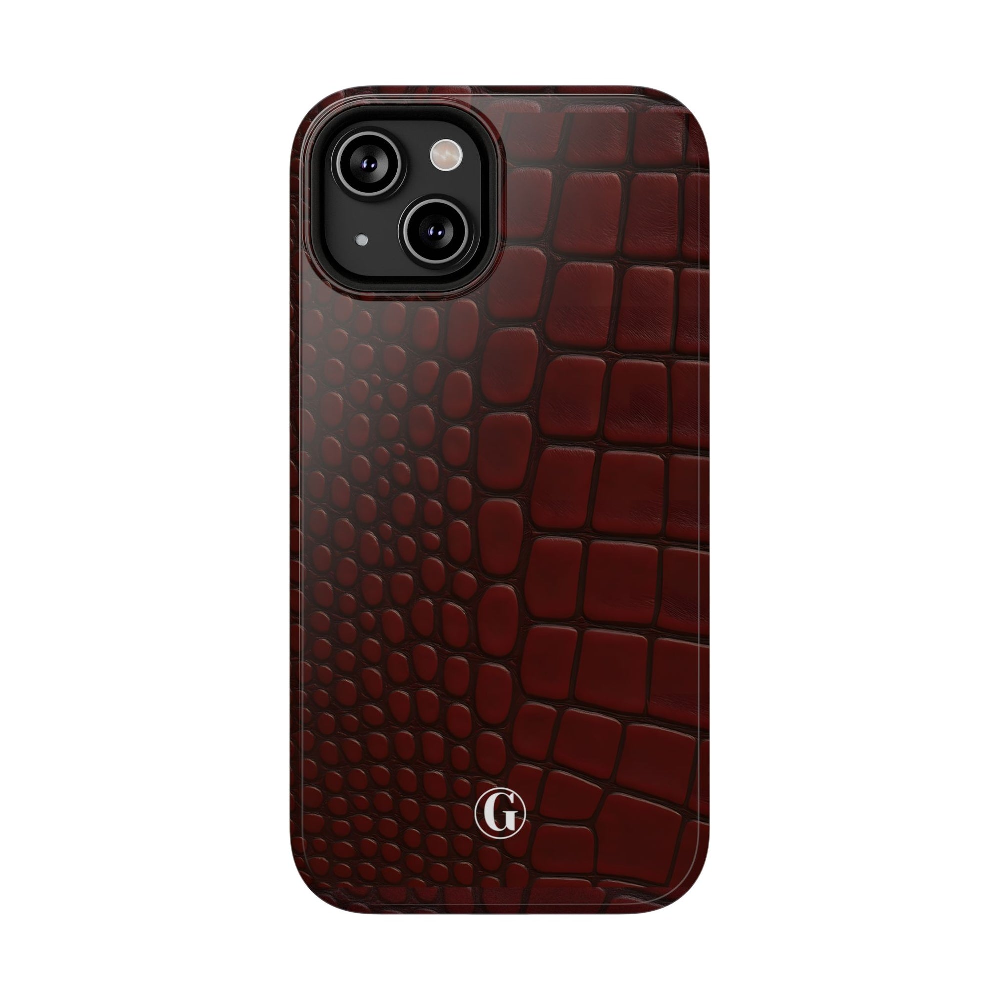 Burgundy Crocodile Print Phone Case