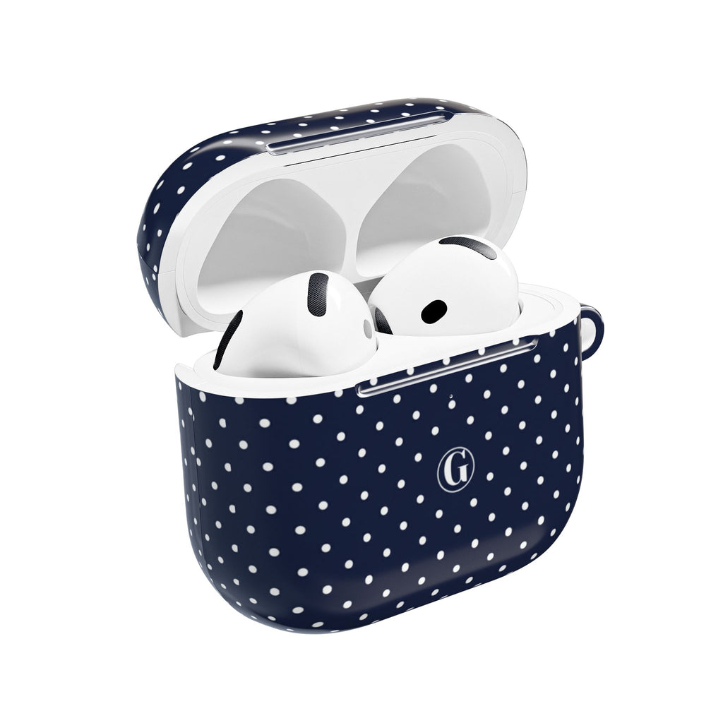 Navy Blue Polka Dot AirPod Case
