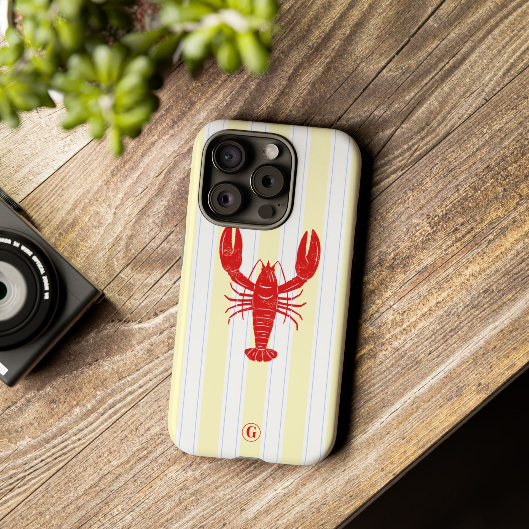 Yellow Stripes & Crawfish Phone Case