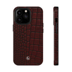Burgundy Crocodile Print Phone Case