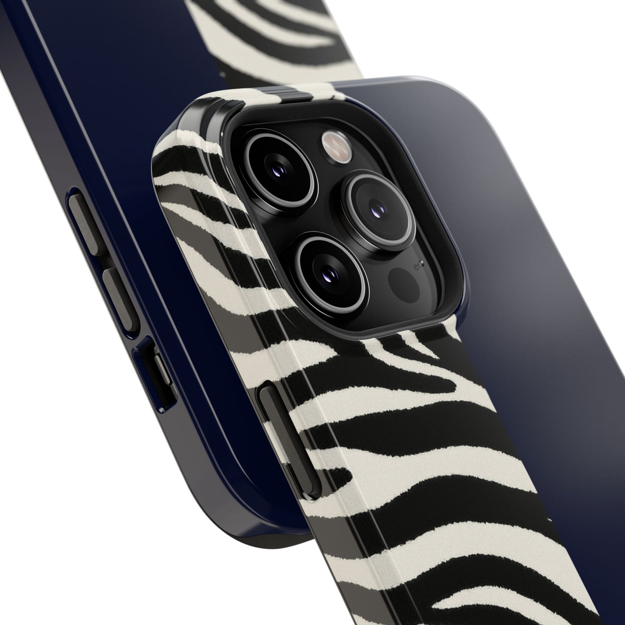 Zebra Print x Navy Blue Phone Case