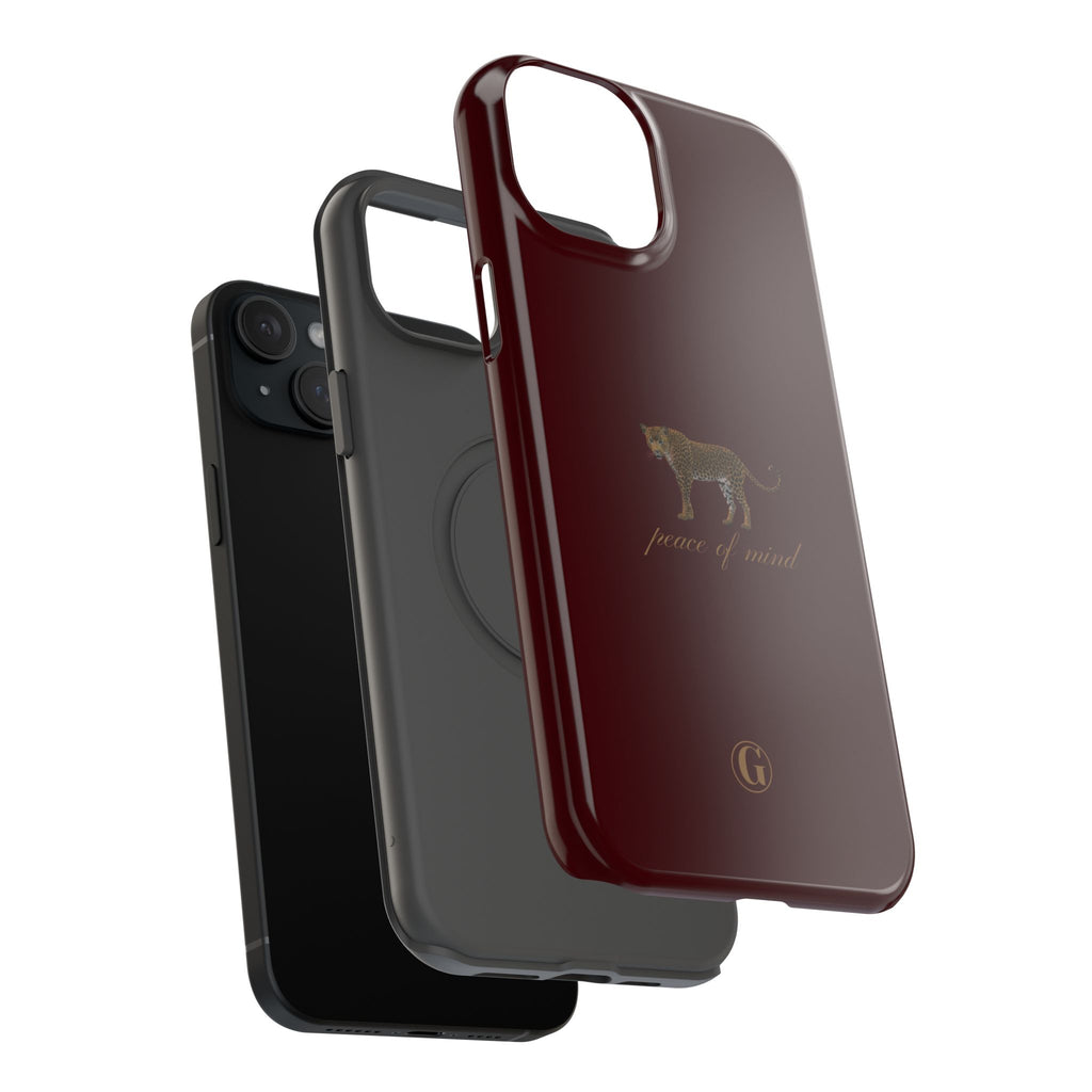 Burgundy 'Peace of Mind' Panther Phone Case