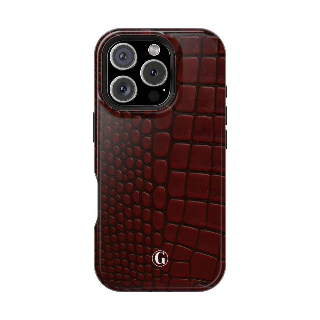 Burgundy Crocodile Print Phone Case