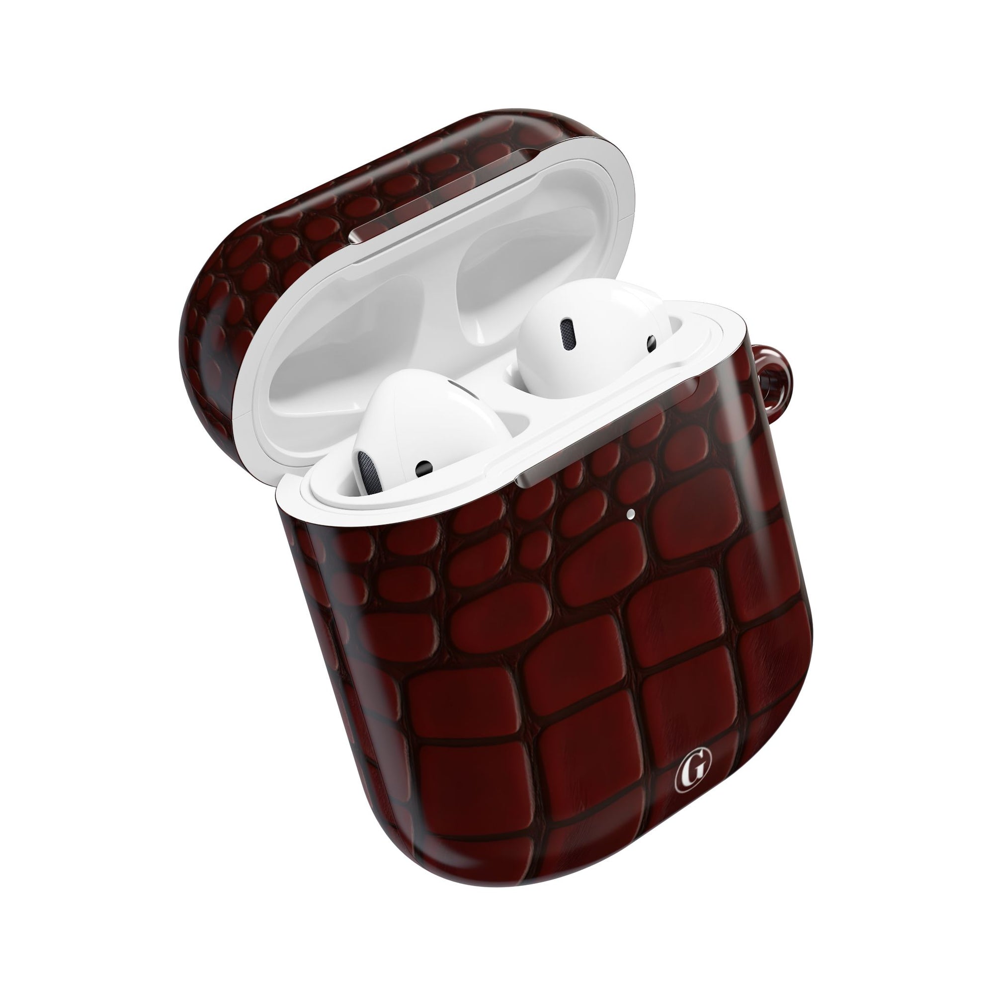 Burgundy Crocodile Print AirPod Case
