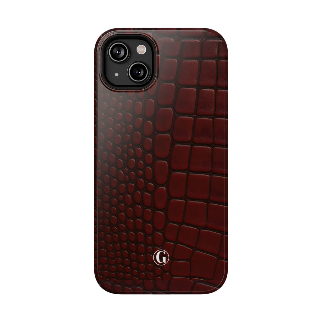 Burgundy Crocodile Print Phone Case