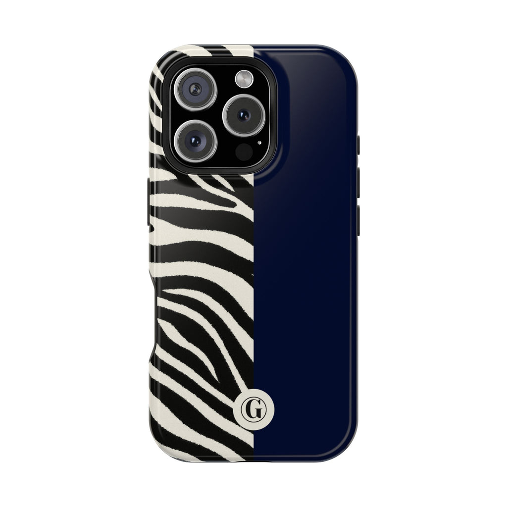 Zebra Print x Navy Blue Phone Case