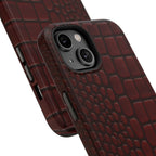 Burgundy Crocodile Print Phone Case