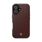 Burgundy Crocodile Print Phone Case