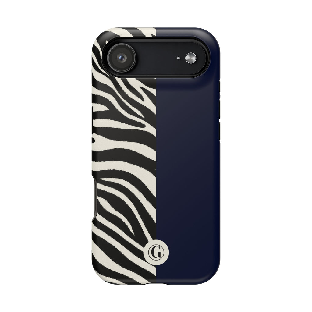 Zebra Print x Navy Blue Phone Case