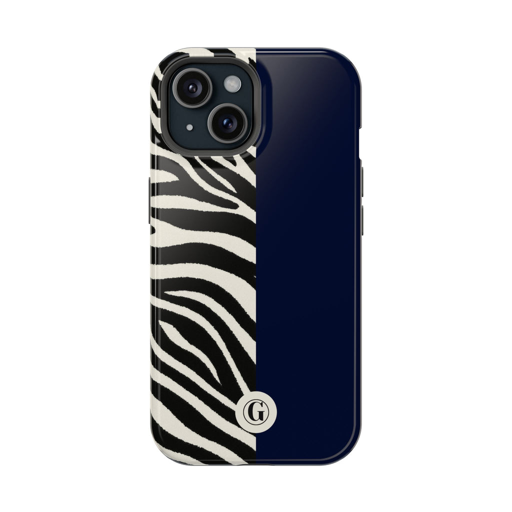 Zebra Print x Navy Blue Phone Case