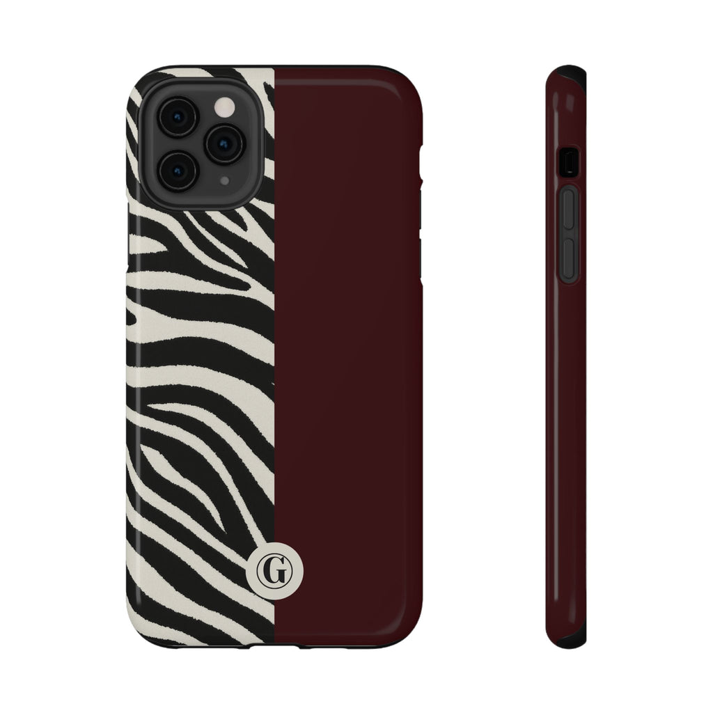 Zebra Print x Burgundy Phone Case