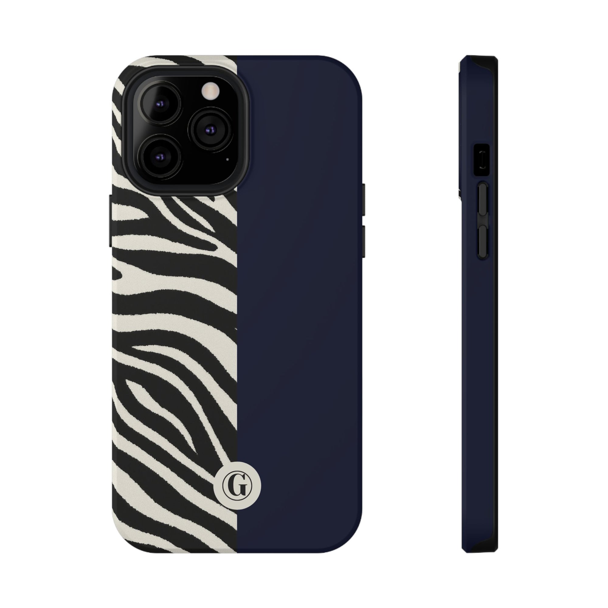 Zebra Print x Navy Blue Phone Case