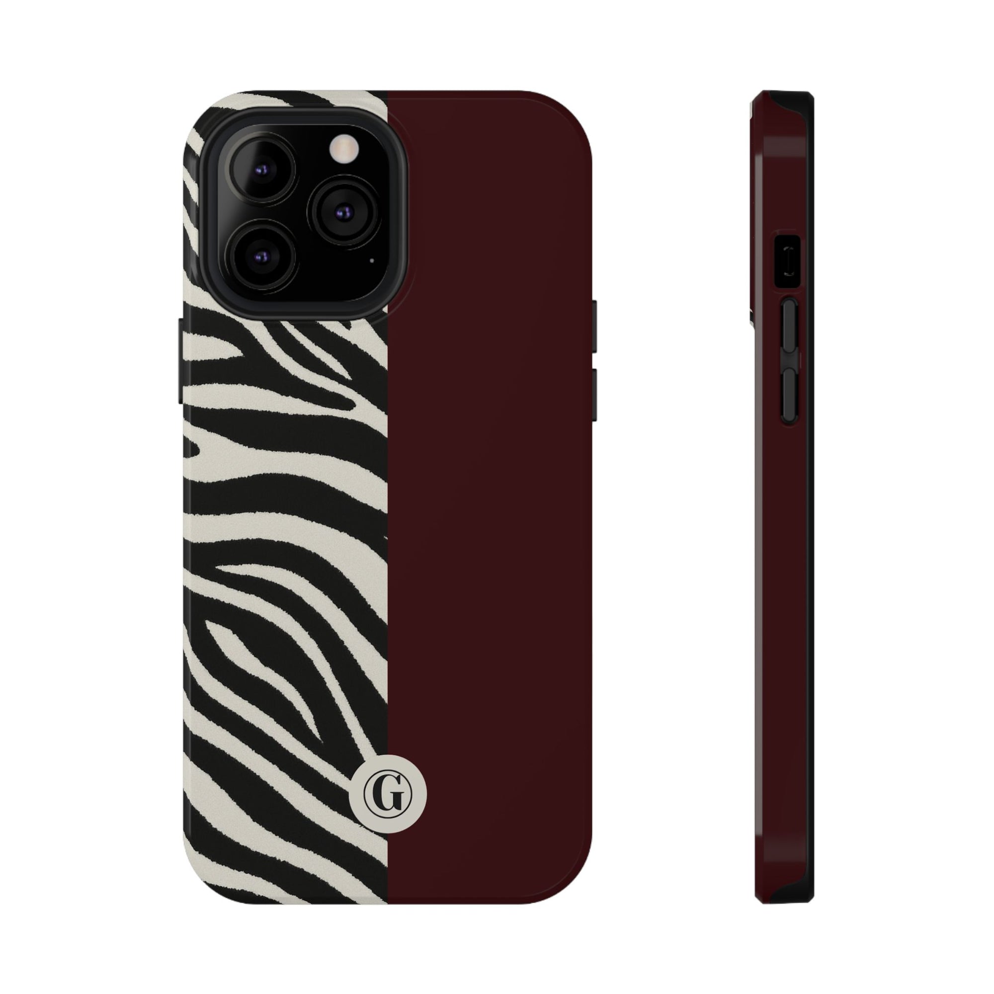 Zebra Print x Burgundy Phone Case
