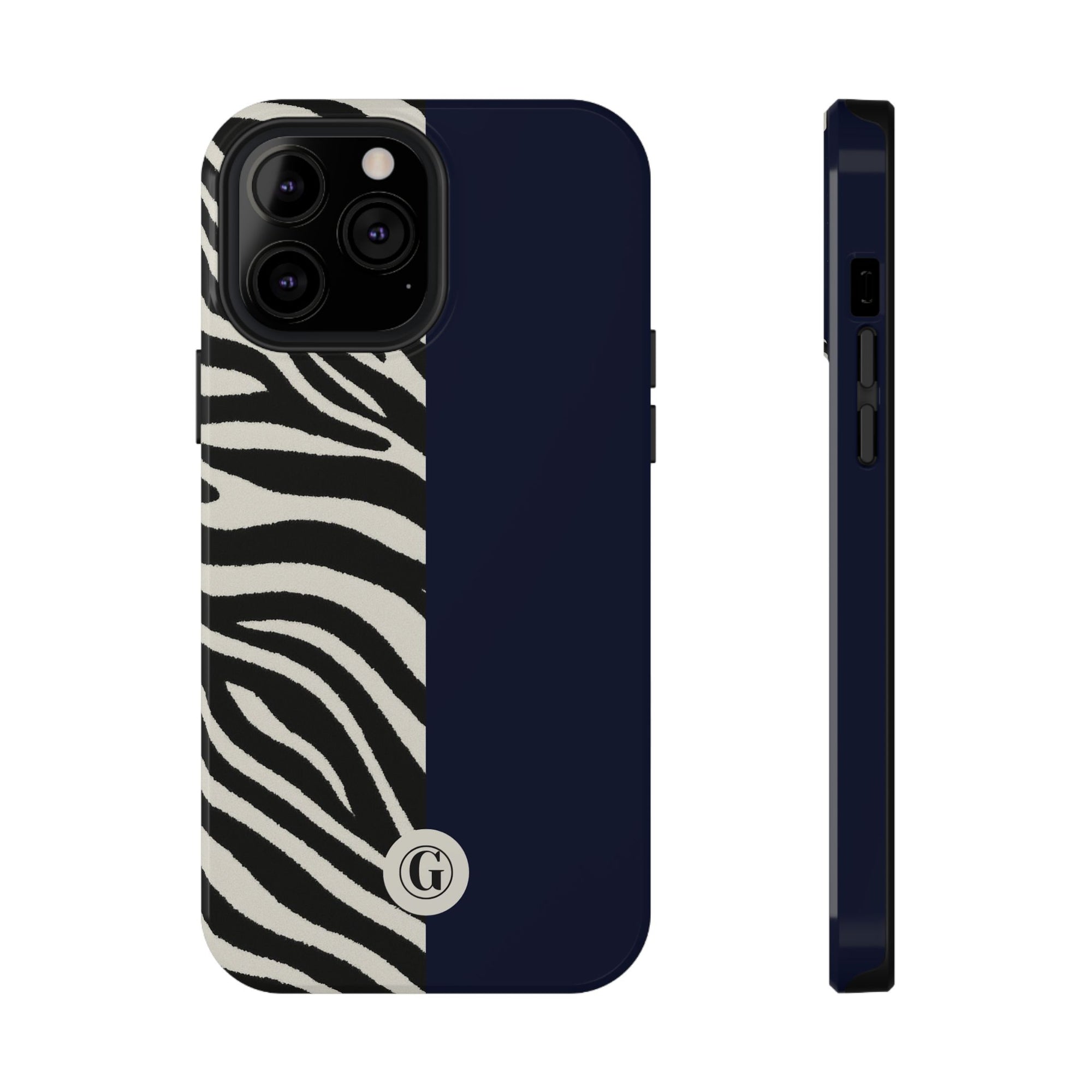 Zebra Print x Navy Blue Phone Case