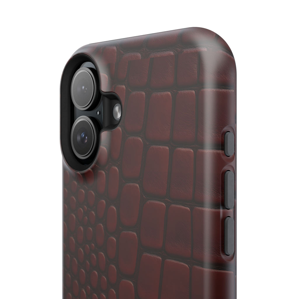 Burgundy Crocodile Print Phone Case