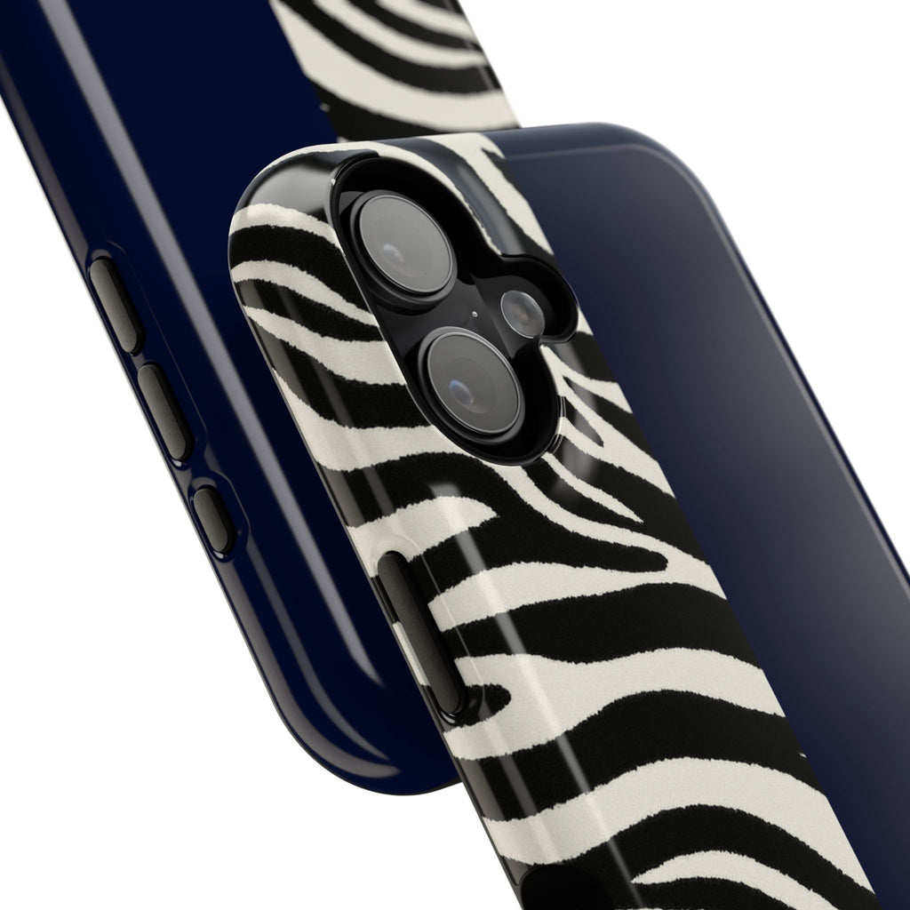 Zebra Print x Navy Blue Phone Case